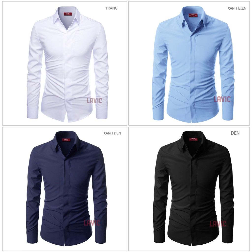 Áo sơ mi nam dài tay cao cấp giấu nút LADOS-741 chất lụa không nhăn