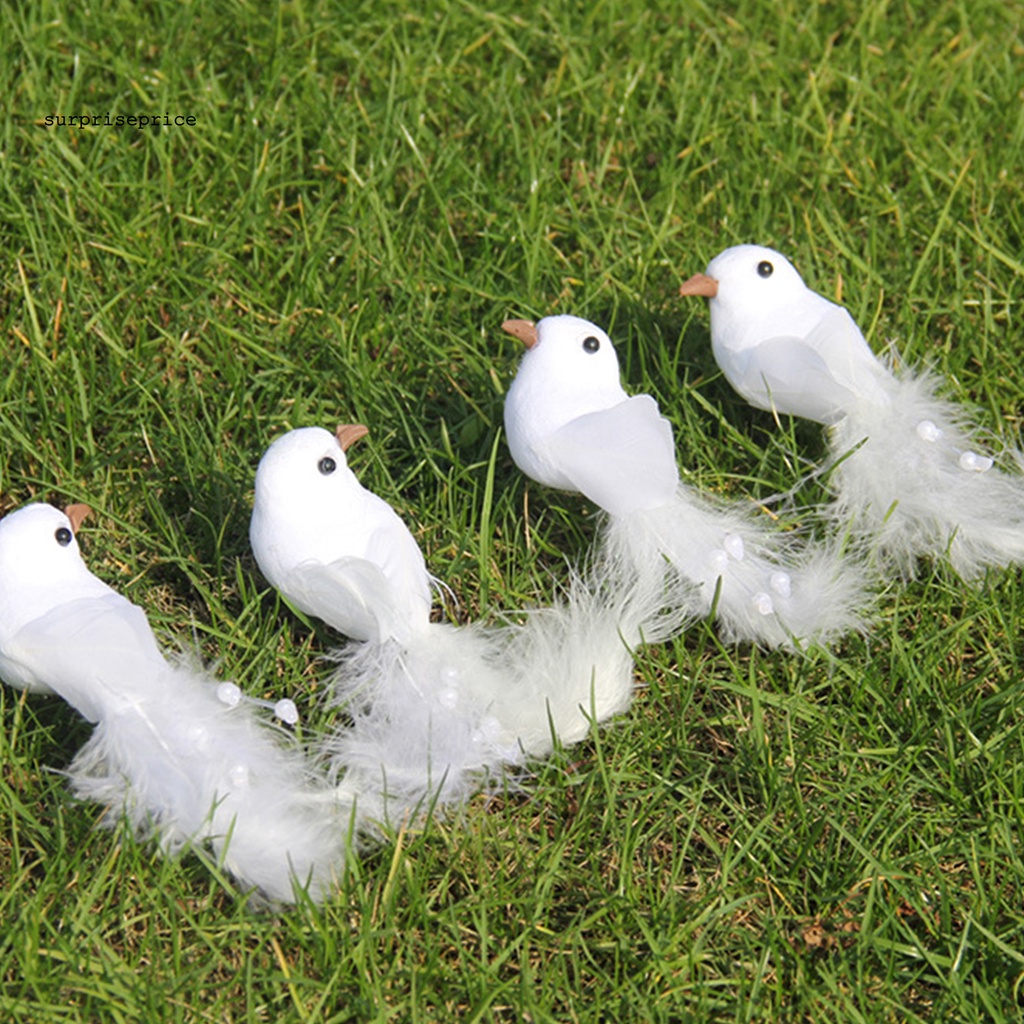 Bộ 2 Chim Bồ Câu Nhân Tạo Sống Động Dùng Trang Trí Nhà Cửa/ Tiệc Cưới