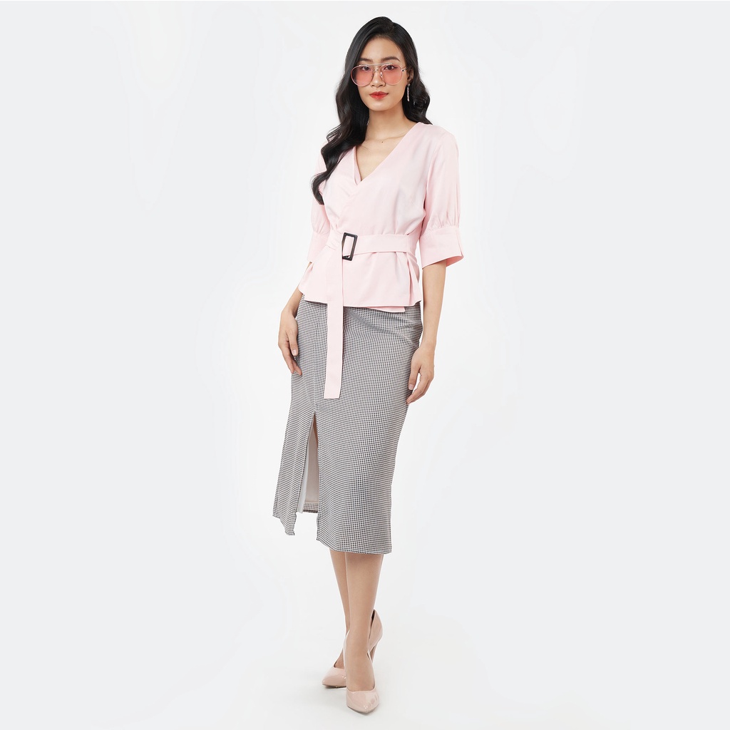 N&M Áo kiểu Nữ tay lửng kèm belt thắt lưng 2103018