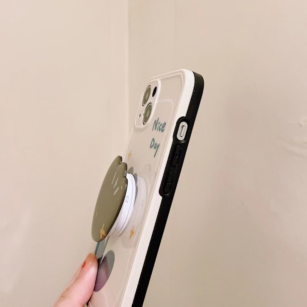 Ốp Điện Thoại tpu Mềm Họa Tiết Hoa Tulip Màu Xanh Dương Gắn Giá Đỡ Cho iphone 13 pro max ins12 pro max 11 pro max xsmax