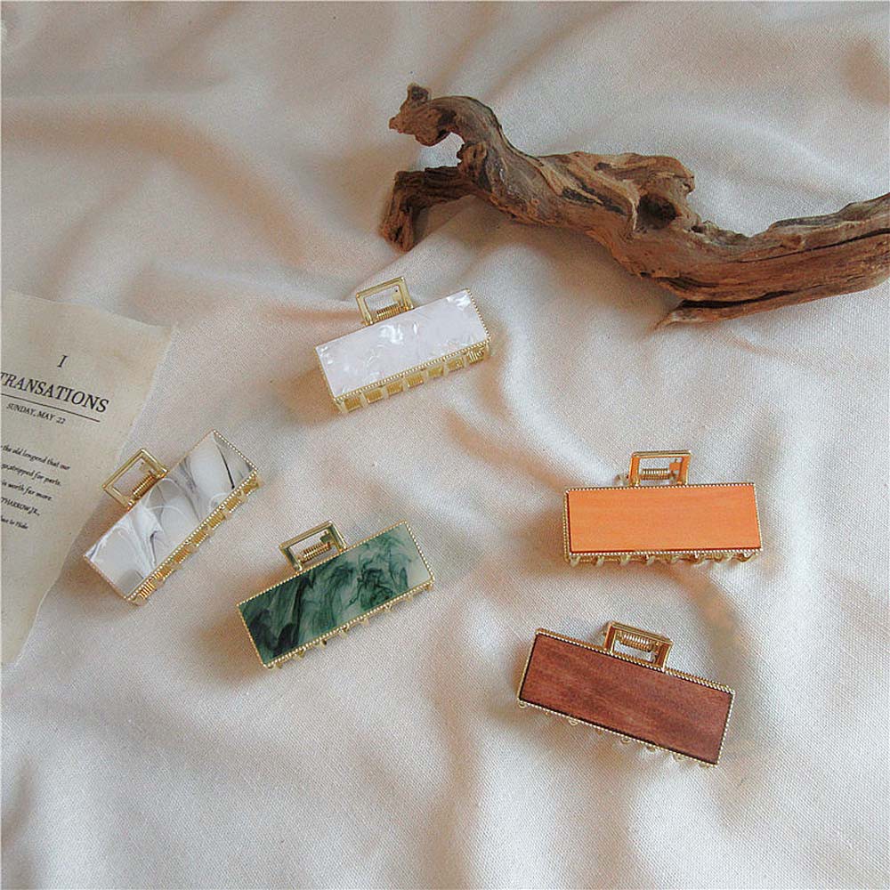 Kẹp Tóc Nhựa Họa Tiết Vân Gỗ Cổ Điển Cho Nữ