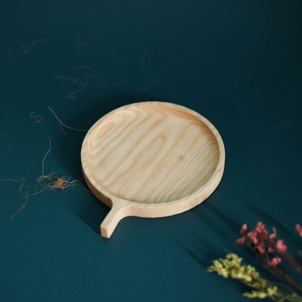 Khay gỗ tròn tay cầm, Khay gỗ tần bì, woodentray