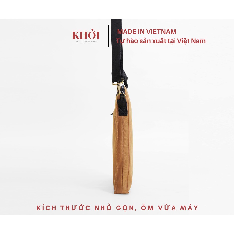 Túi Chống Sốc Laptop 13inch, 14inch KHỞI CANVAS, Túi Đeo Chéo Dáng Dọc, Thiết Kế Thanh Lịch, Có Nhiều Màu 2023
