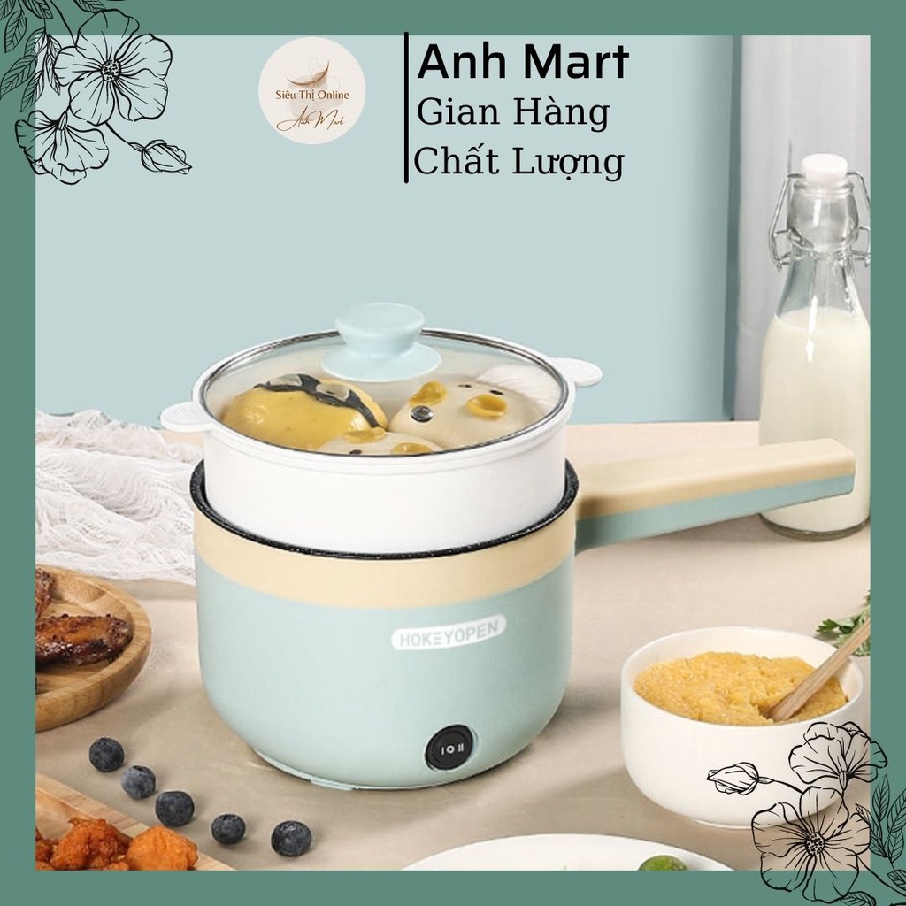 Nồi lẩu mini , nồi đa năng kèm giá hấp 2 tầng Anh Mart