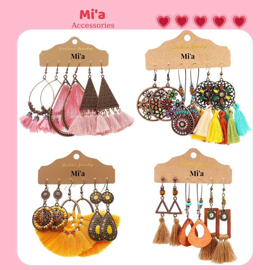 Khuyên tai du lịch vintage, BST bông tai đi biển boho siêu xinh p2