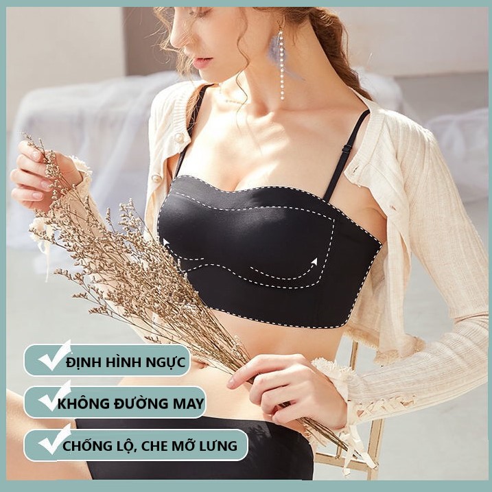 Áo lót cup ngực không dây mút mỏng đúc su non định hình ngực 3D mặc áo hở vai AS/0307