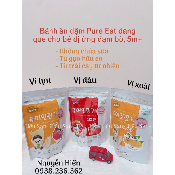 Bánh ăn dặm Pure Eat dạng que cho bé dị ứng đạm bò 5m+