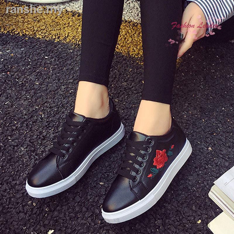 Giày Sneaker Nữ Thêu Hoa Hồng One Size Lớn