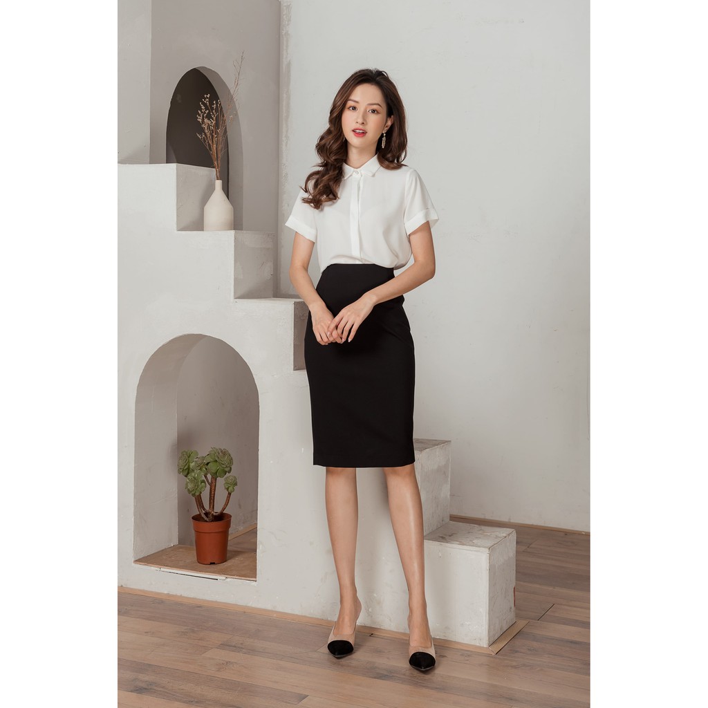 Sơ mi cổ đức cộc tay lụa KOKA 23504