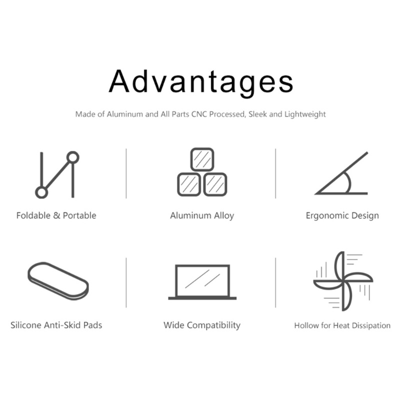 Giá Đỡ Laptop / Máy Tính Bảng Bằng Hợp Kim Nhôm Có Thể Gấp Gọn Tiện Dụng