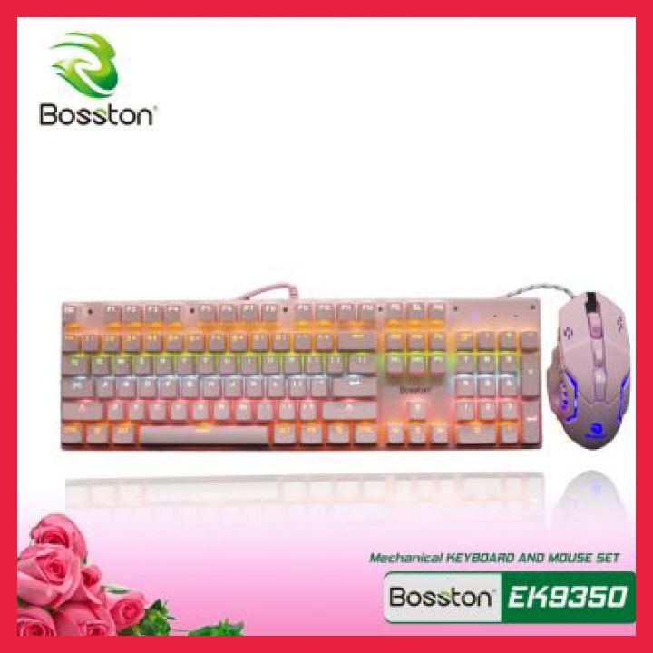 Bàn Phím Cơ Chơi Game Bosston EK9350 Phát Sáng Có Thể Điều Chỉnh LED và Chuột Cho Windows PC Gamer
