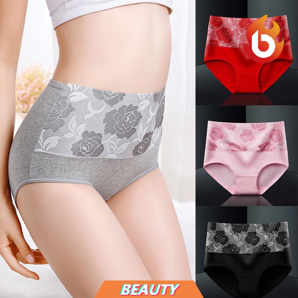 Quần Lót Cotton Mềm Không Đường May Lưng Cao Thoáng Khí Phối Ren Gợi Cảm Có Size Lớn Dành Cho Nữ