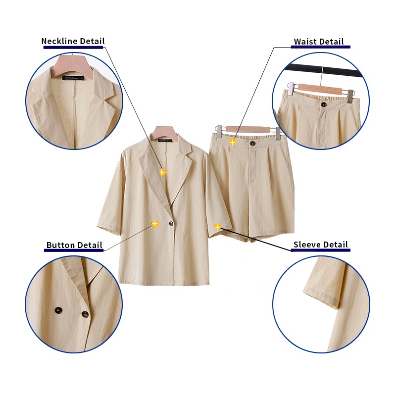 Set áo khoác tay 3/4 + quần short lưng thun ZANZEA thời trang nữ