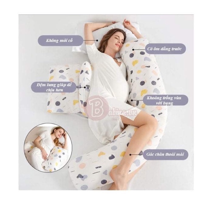 Gối bầu chữ F mẫu mới 2 lớp, thay đổi được kích thước, kèm gối phụ