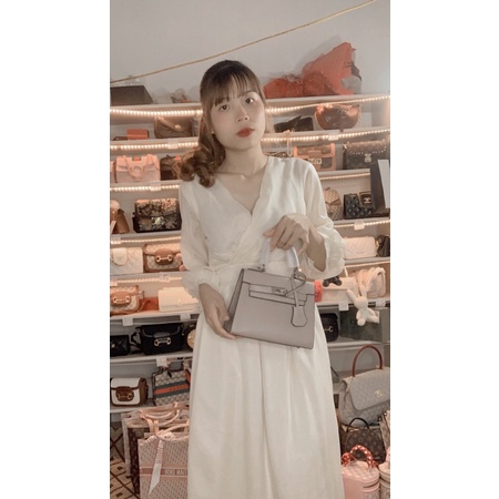 Túi xách HM da gạo dáng cao size 21 tặng kèm khăn fullbox