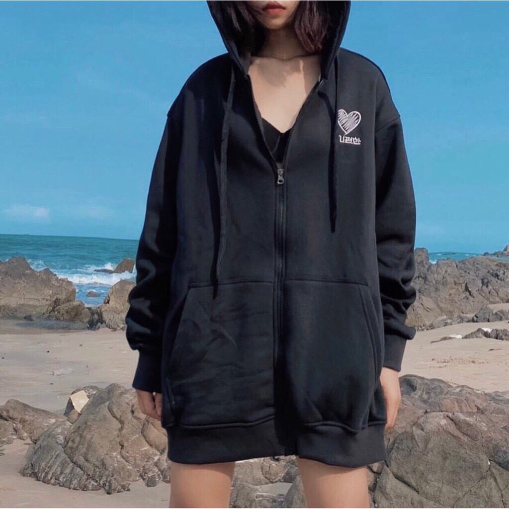 áo khoác nỉ nữ form rộng, áo hoodie in trái tim 0100 | BigBuy360 - bigbuy360.vn