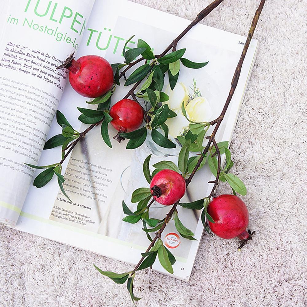 JARRED Hoa Giả Màu Đỏ Kèm Lá Dùng Trang Trí Nhà Cửa / Sân Vườn