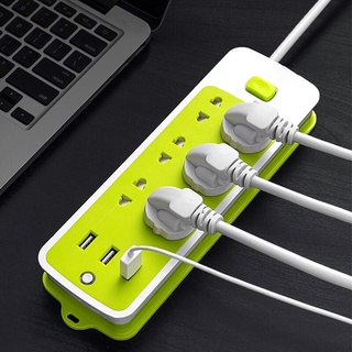 Ổ cắm điện đa năng chống giật 6 phích cắm 3 cổng usb (xanh lá ) vinhhome.store