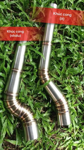 Co nối, khúc cong cổ pô hai khúc inox 304 gắn mọi xe