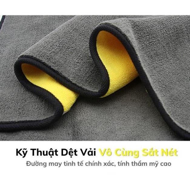 Khăn Lau ô tô xe hơi 2 mặt - Bảo vệ bề mặt sơn kính - Nano Siêu thấm hút, không rụng lông, không phai màu