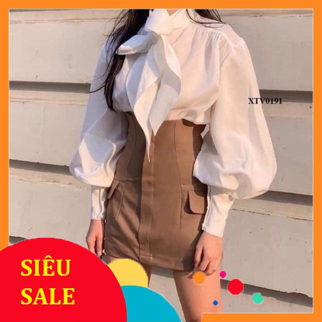 Chân Váy Nữ Cạp Cao Siêu Tôn Dáng Có Nắp Túi Khoe Eo Khoe Mông