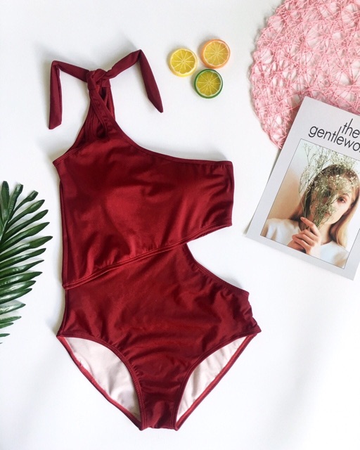Bikini chéo vai cột nơ một mảnh nhiều màu