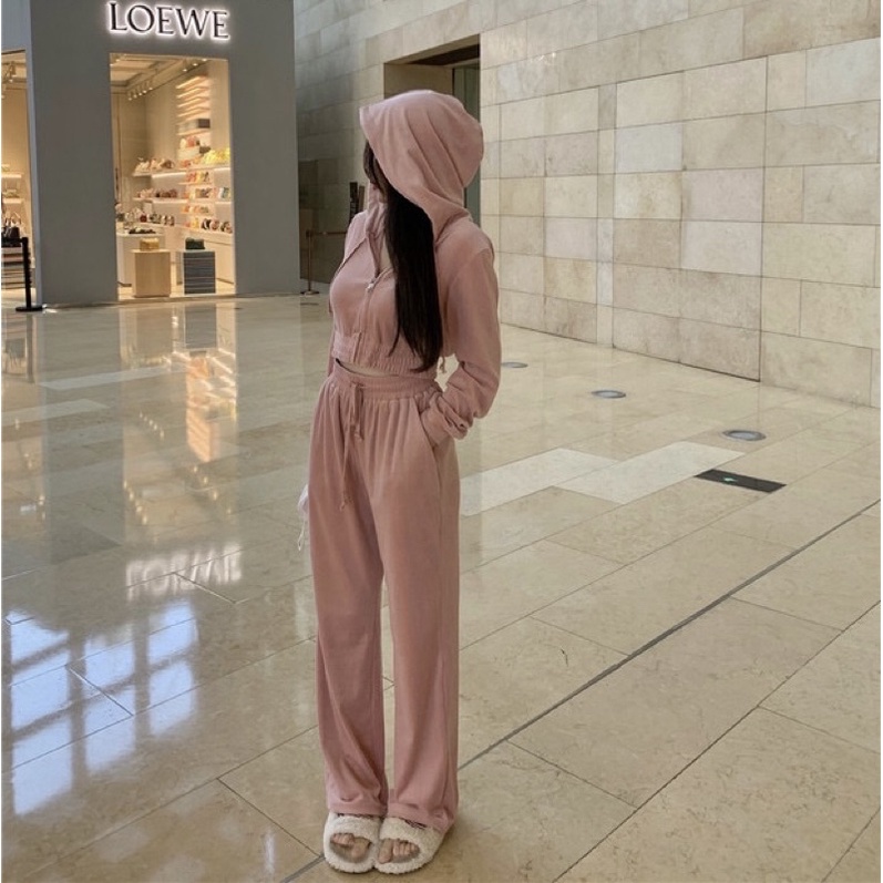 Set áo quần thể thao pink Ulzzang