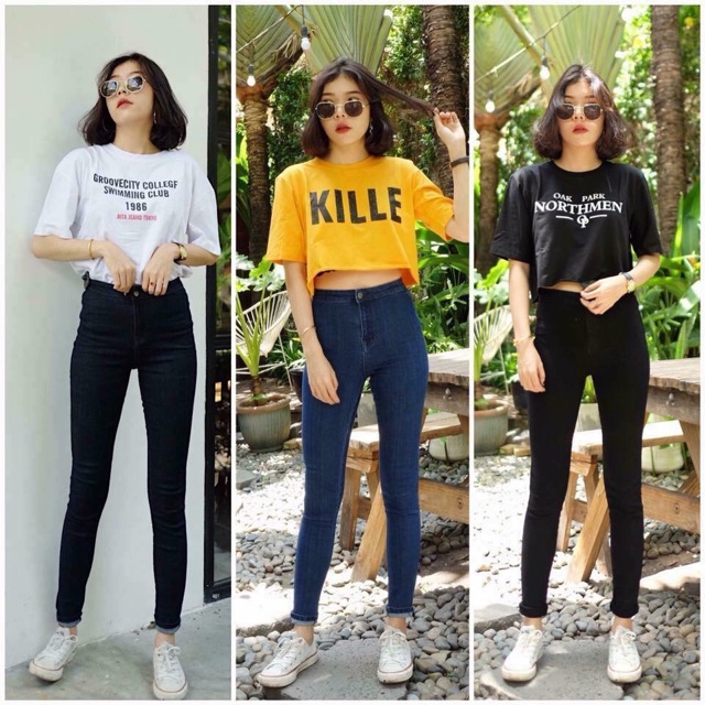 Quần skinny cạp liền qua rốn