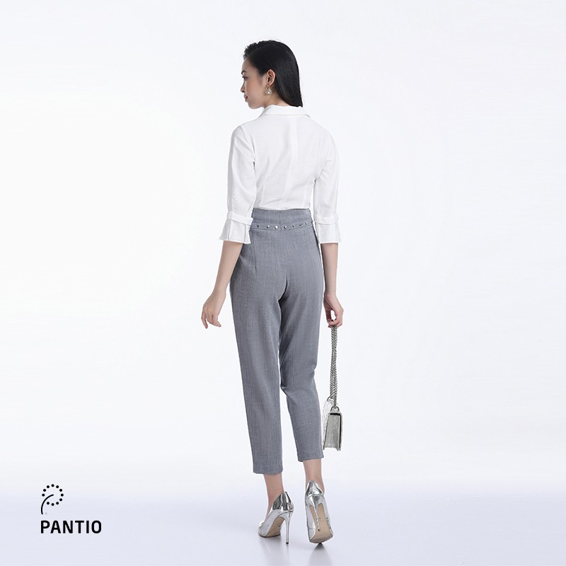 Áo sơ mi nữ chất liệu thô mỏng, dáng ôm, tay lỡ cổ đức vặn xoắn phần đuôi áo FAS32670 - PANTIO