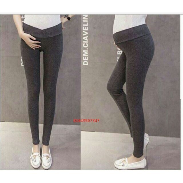 Quần Legging Bầu Cạp Chéo Chất Cotton Đẹp, Co Giãn 4 Chiều