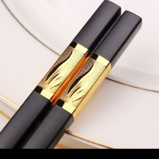 (Sét 10 đôi) Ảnh thật shop tự chụp combo 10 đôi Đũa Hợp Kim Khảm Vàng Phong Cách Nhật Bản cao cấp bao đẹp chất lượng.