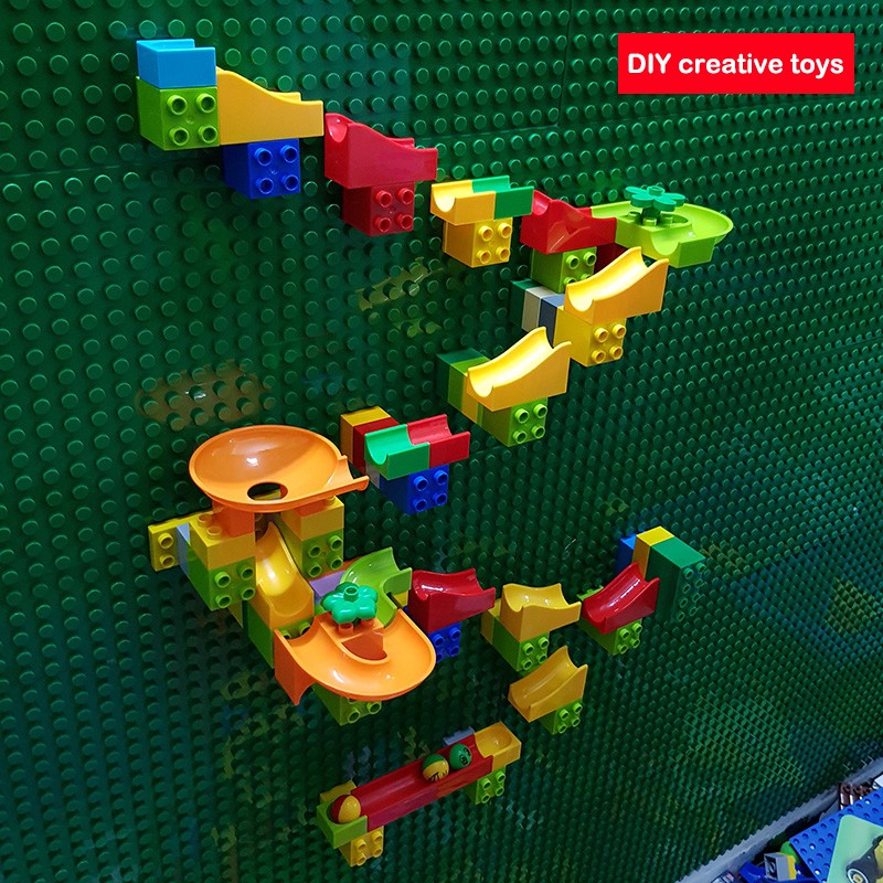 Building Blocks Wall Base Plates Marble Race Run Construction Toys Compatible Block Educational Toys For Kids
