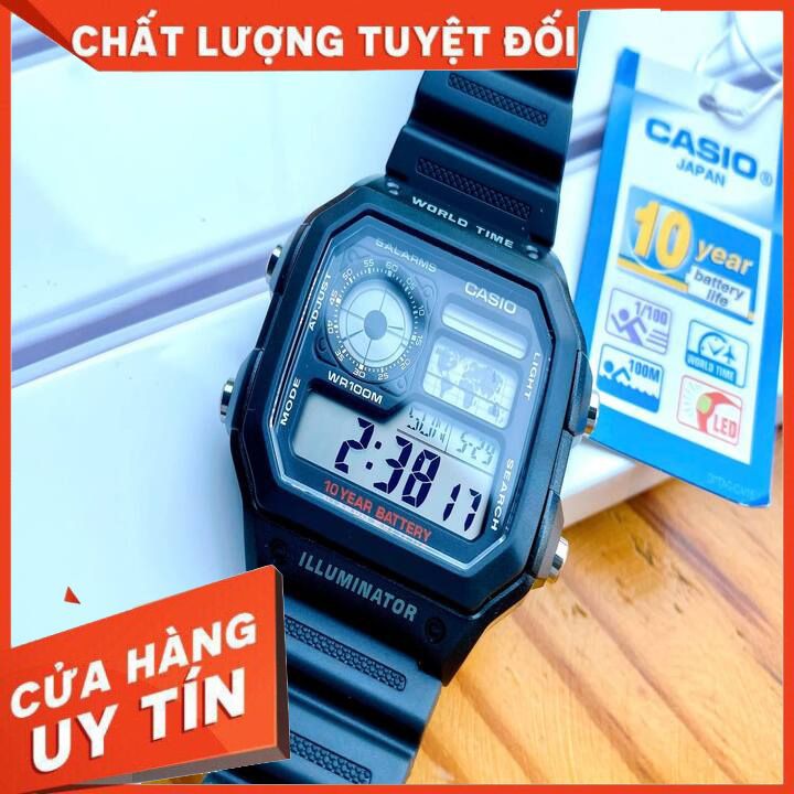 ĐỒNG HỒ Nam CASIO STANDARD AE-1200WH-1AV🔥 𝓢𝓲ê𝓾 𝓗𝓸𝓽 🔥 Cam Kết Hàng Chính Hãng⚡ Pin 10 năm⚡ Dành Cho Cả Nam
