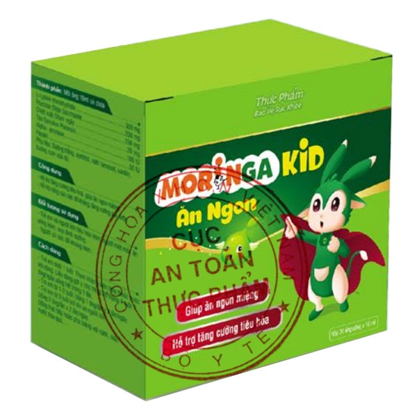 Moringa Kid - Giúp hỗ trợ ổn định tiêu hóa, kích thích ăn ngon, giảm táo bón, nâng cao sức đề kháng (20 gói)
