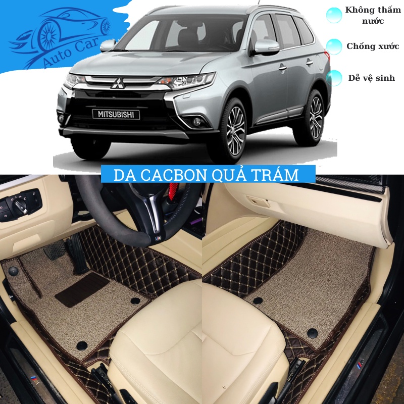 Thảm lót sàn ô tô - Thảm trải sàn ô tô 5D 6D da Cacbon Quả Trám cao cấp Mitsubishi Outlander