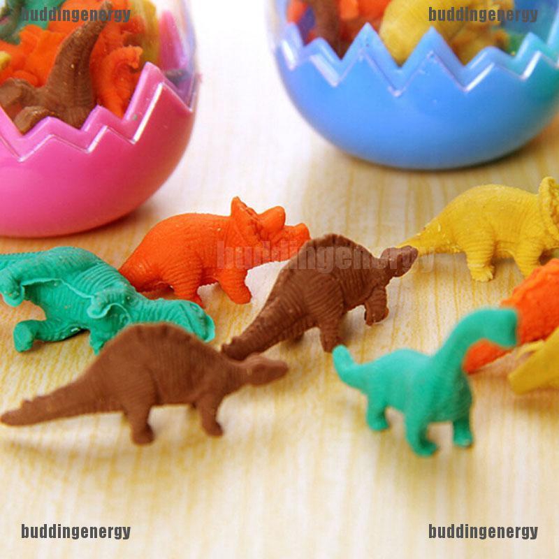 1 Egg 8 Pieces Mini Dinosaur Pencil Eraser Student Office Stationery Gift Toy