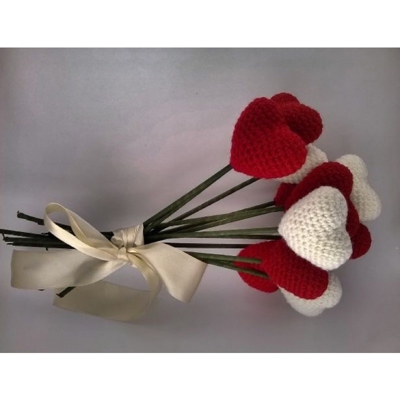 Hình ảnh Hoa len trái tim làm quà tặng tình yêu trang trí cực dễ thương #9