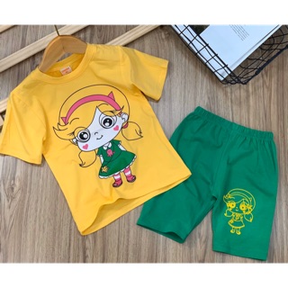 Bộ thun thú ngố Cotton 4c bé gái từ 10-28kg đồ bộ bé gái ảnh chụp thật