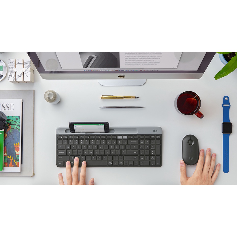 Bàn phím Logitech K580 Graphite  Slim Multi-Device Wireless  - Hàng Chính Hãng