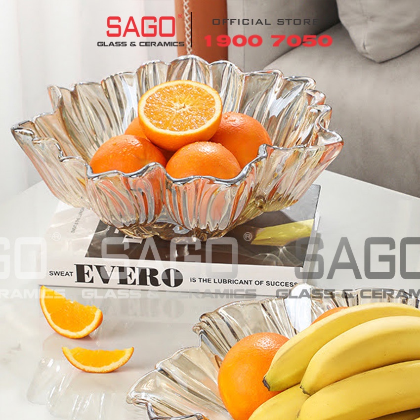 Tô Thủy Tinh Màu Hoa Tulip Cao Cấp Sang Trọng Bàn Tiệt 37cm , 28cm Tùy chọn Màu
