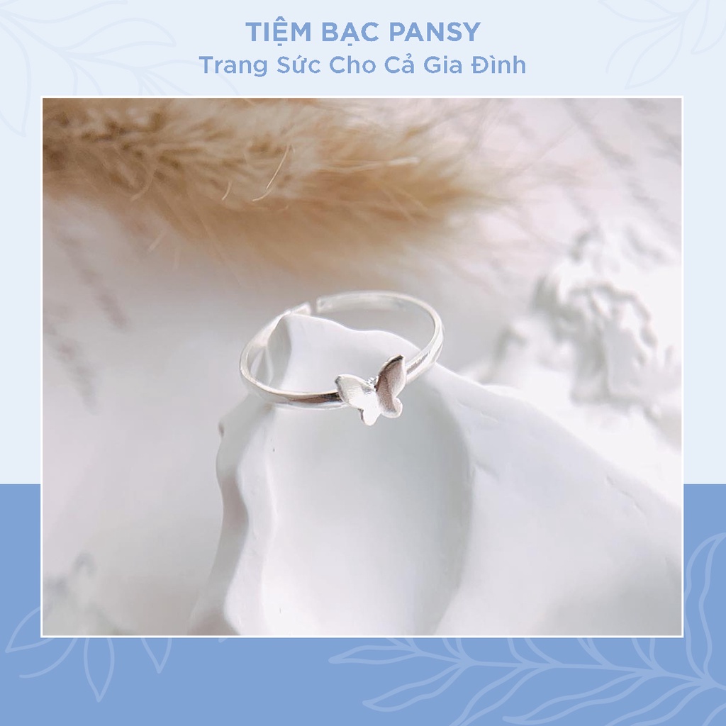 Nhẫn bạc nữ PANSY hình cánh bướm freesize - Nhẫn nữ bạc ta mặt hồ điệp dáng mở