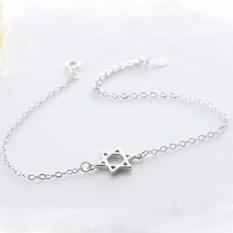 Vòng tay bạc mặt hình ngôi sao phong cách Hàn Quốc đơn giản điều chỉnh được cho nữ | BigBuy360 - bigbuy360.vn