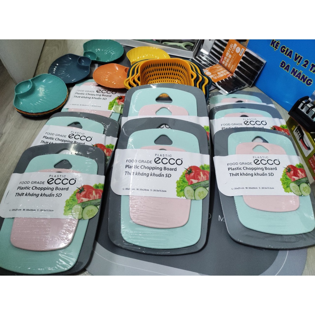 ( Set 3 cái ) Thớt Kháng Khuẩn 3PCS -- ECCO Thớt Nhựa Cao Cấp Chống Nấm Mốc Trơn Trượt - Chất Liệu An Toàn Cho Sức Khỏe