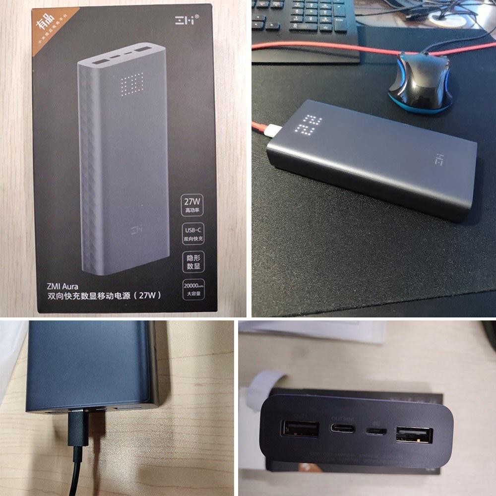 Pin sạc dự phòng Xiaomi ZMI Aura two-way  PD 27W 20000 mAh sạc nhanh có màn hình hiển thị - Chính hãng