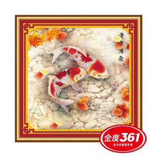 Tranh thêu song ngư ms 31380