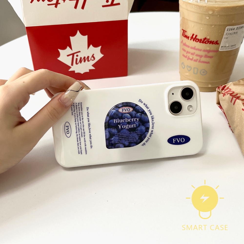 Ốp điện thoại TPU IMD Blueberry Yogurt chống sốc có giá đỡ thích hợp cho iPhone 13 14 Pro Max 12 Mini 11 X XS Max XR