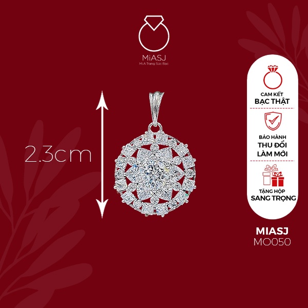 Mặt dây chuyền nữ bạc Ý S925 MiASJ kiểu xoàng đính đá Cz sáng đẹp cao cấp đa dạng mẫu M6