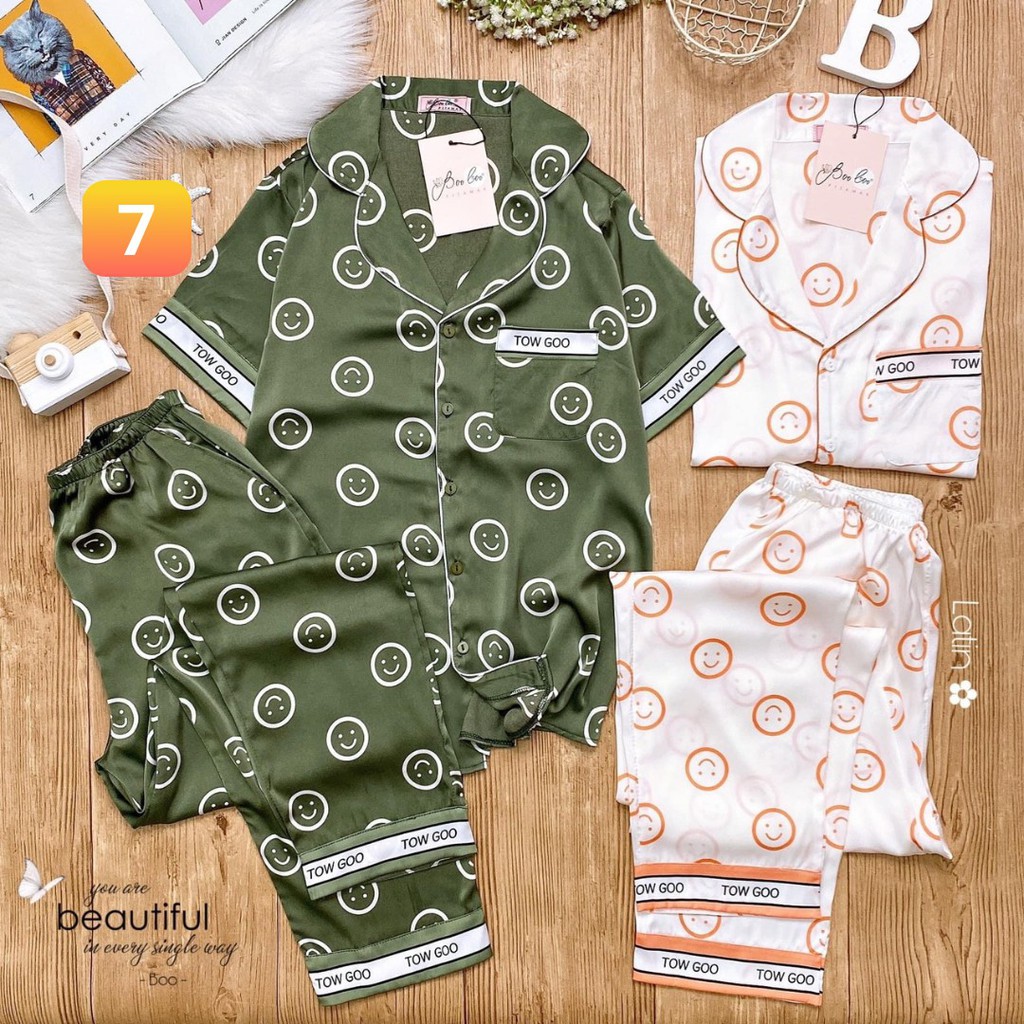 [40-60kg] Đồ ngủ pijama lụa, chất LỤA SATIN CAO CẤP, kiểu tay ngắn quần dài, chất vải đẹp, mát, ít nhăn, không xù | BigBuy360 - bigbuy360.vn