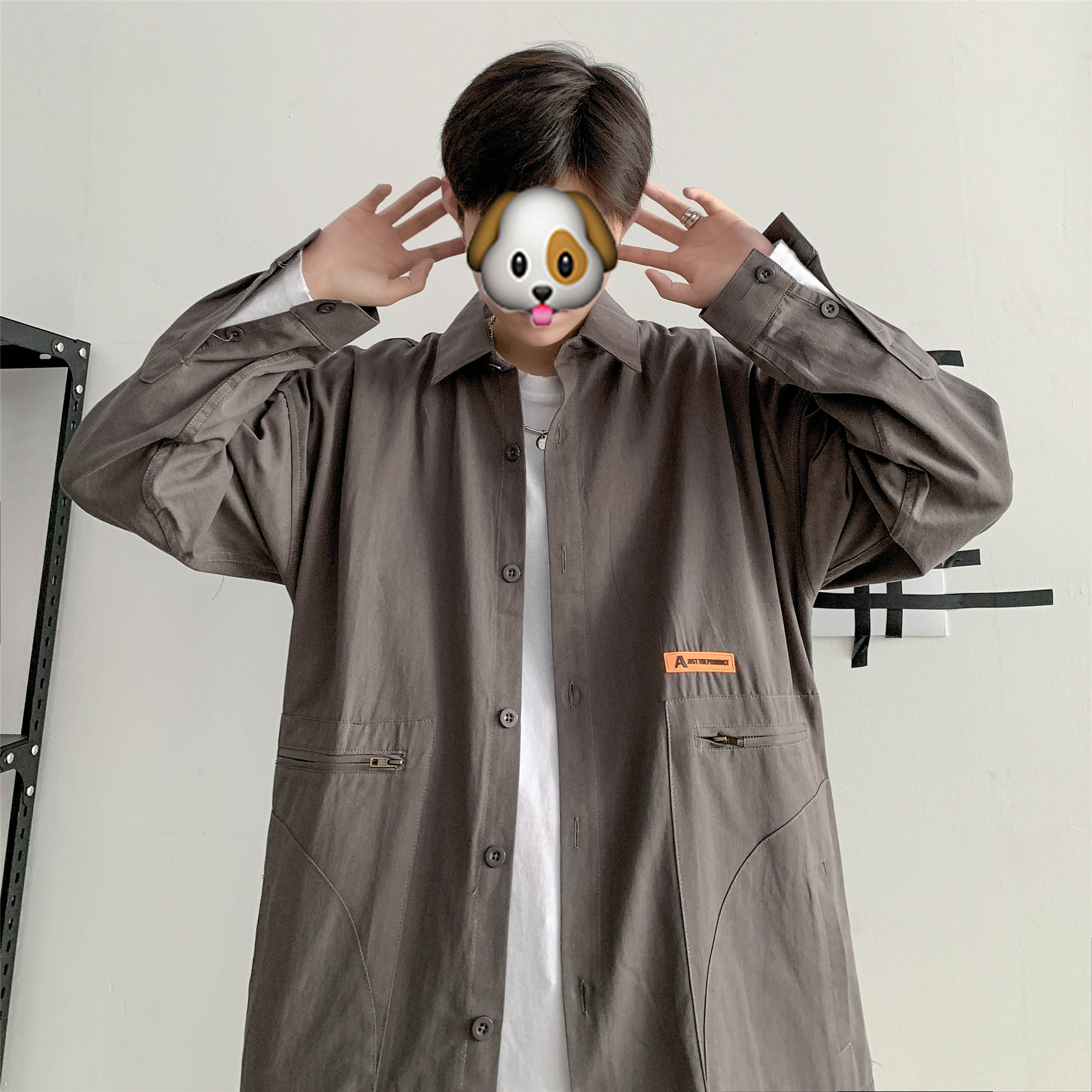 Áo sơ mi tay dài nhiều túi hộp nhãn màu vàng 3 màu tùy chọn M-3XL cho nam | BigBuy360 - bigbuy360.vn
