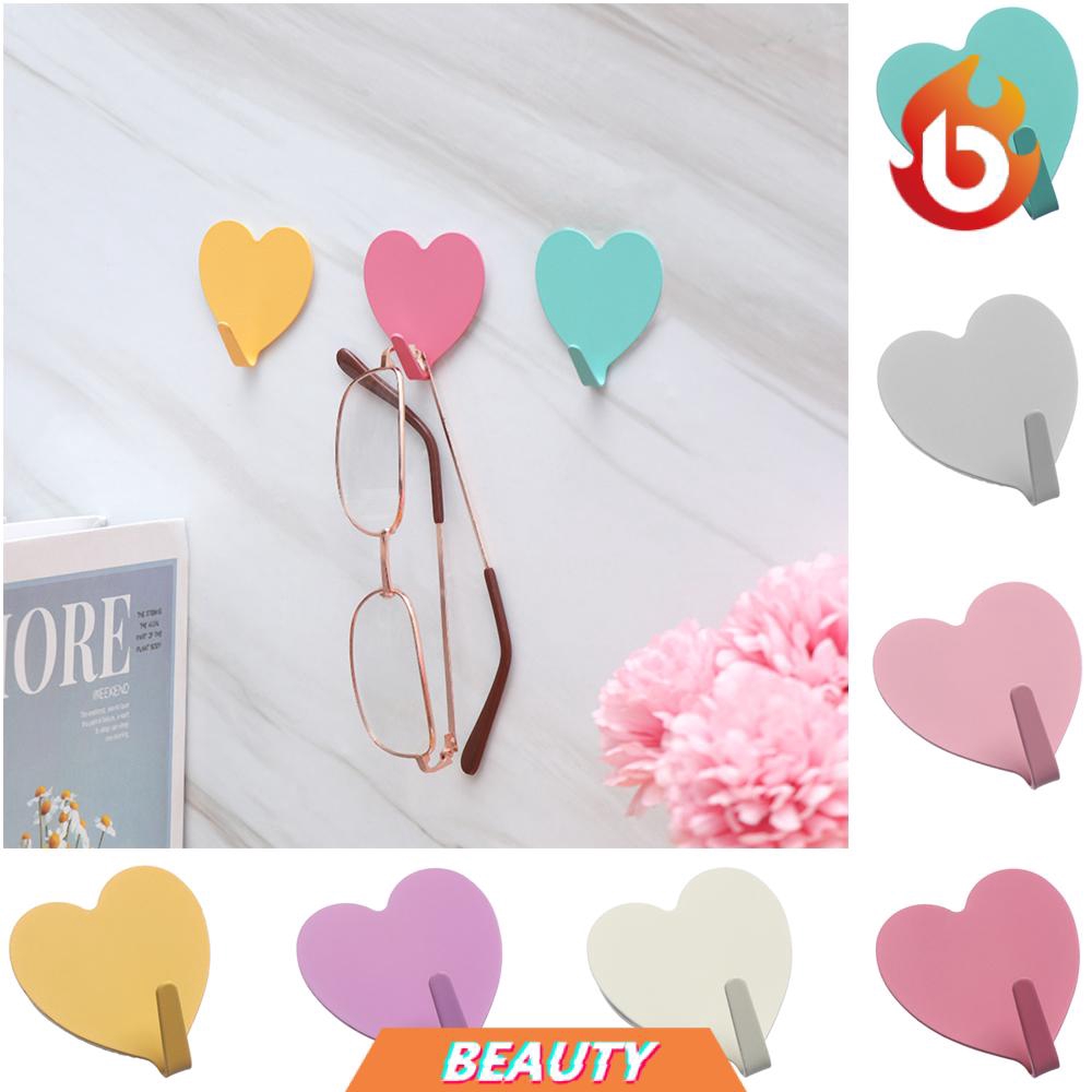 BEAUTY 1Pc Waterproof Metal No Trace Strong Adhesive Heart-shaped Wall Hook